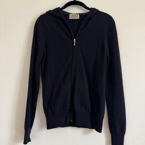 Vintage Juicy Couture 100% Cashmere Black Hoodie with Heart Patch, Size M